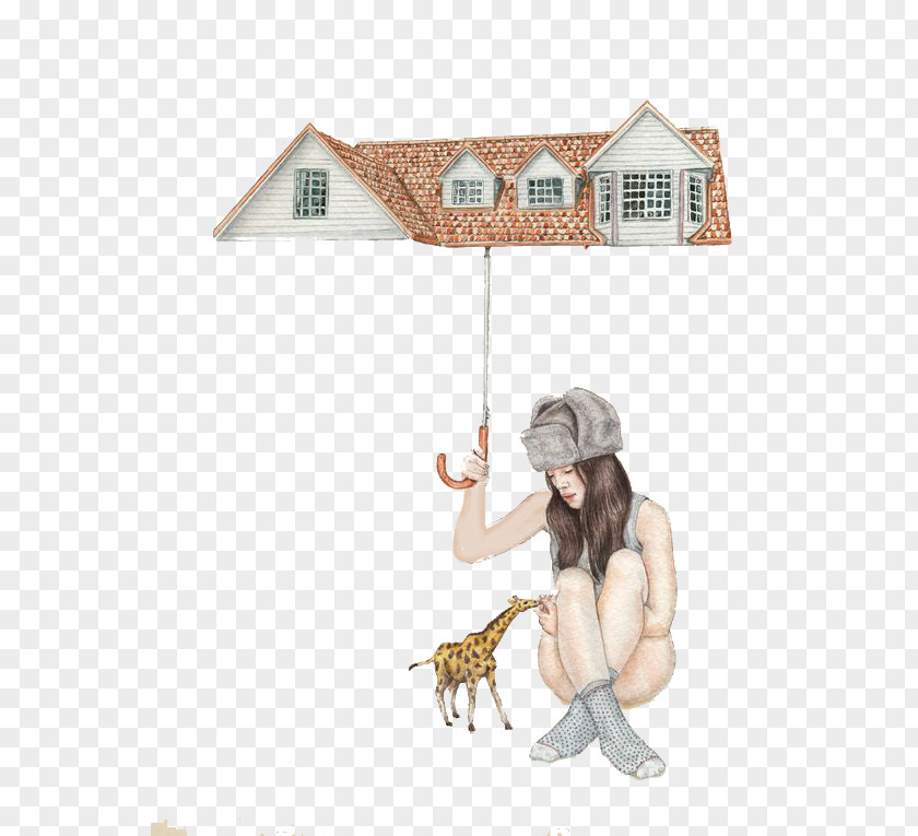 Drawing Illustrator Artist Watercolor Painting Illustration PNG painting Illustration, Roof umbrella girl clipart PNG
