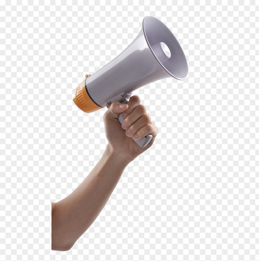 Hand Holding The Sound Tube Microphone Horn Loudspeaker PNG