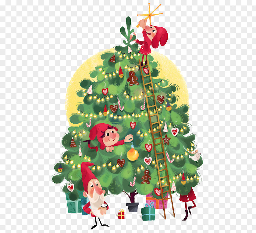 Elf On Christmas Tree Illustrator Illustration PNG