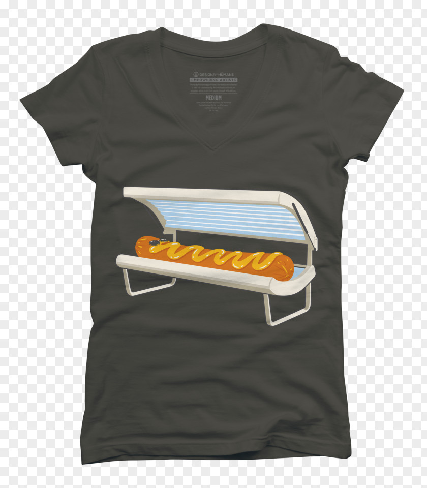 Hot Dog T-shirt Yellow Sleeve Brown Font PNG