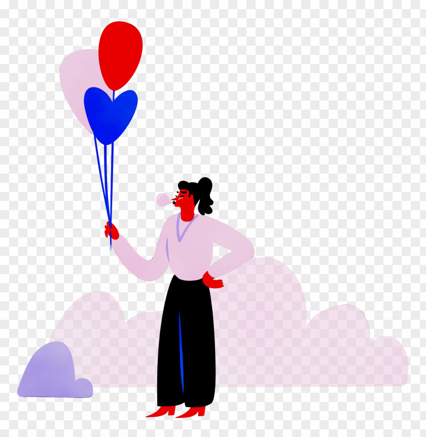 Cartoon Heart Balloon Male Happiness PNG