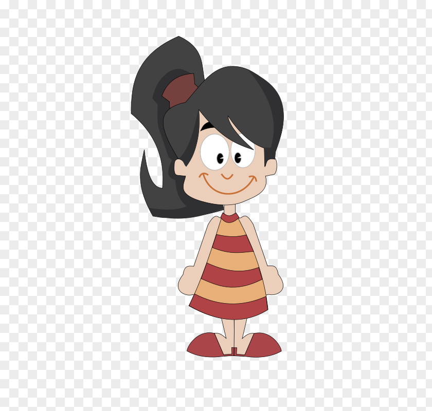 Ponytail Cartoon Girl PNG , Black ponytail cartoon girl clipart PNG