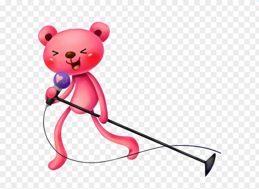 Singing Bear Microphone Download Illustration PNG