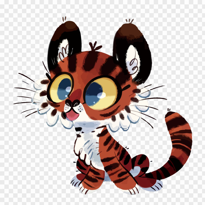 Vector Cute Little Tiger Cartoon Illustration PNG