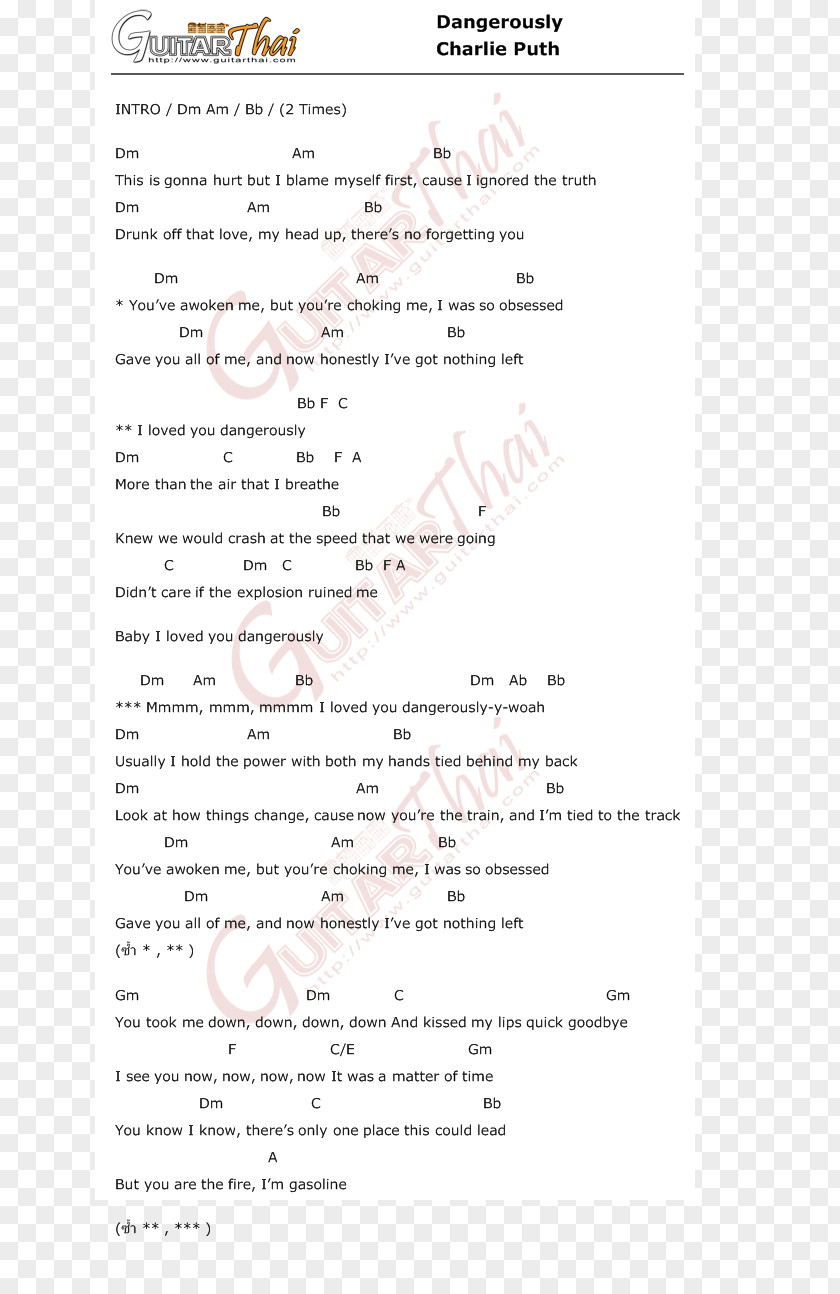 Charlie Puth Song Handwriting Nuang Chord LINE PNG