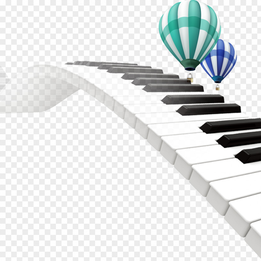 Curved Piano Hot Air Balloon Digital Musical Keyboard PNG