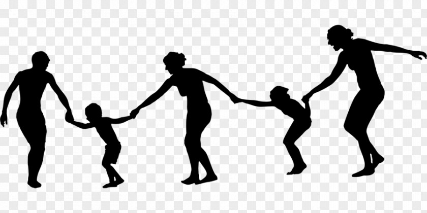 Black Children Silhouette Holding Hands Clip Art PNG