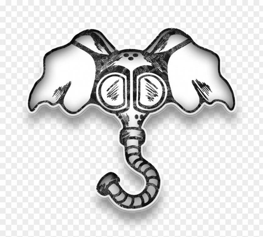 Elephant Motif Bone Drawing White Body Jewellery Animal PNG