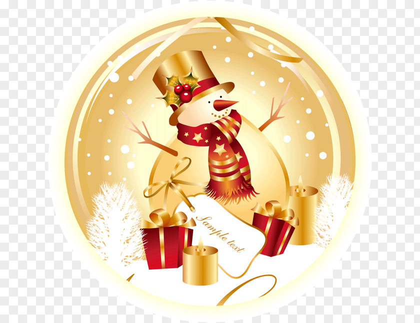 Winter Christmas Snowflake Snowman Tag Santa Claus Card PNG