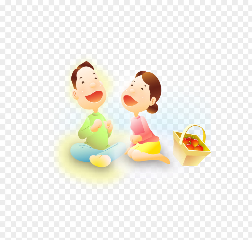 Hand-painted Men And Women Cartoon Illustration PNG