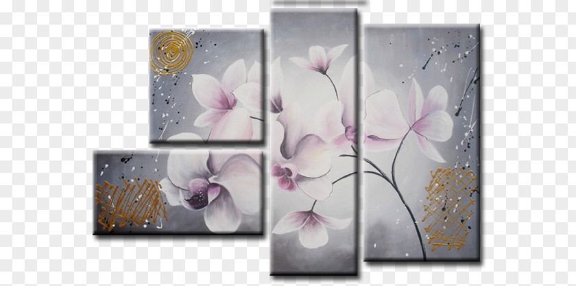 Painting Oil Floral Design Canvas PNG