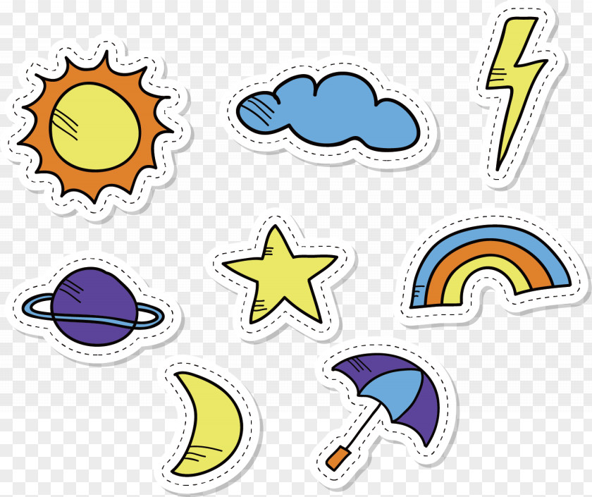 Vector Hand-drawn Cartoon Weather Tag Forecasting Icon PNG