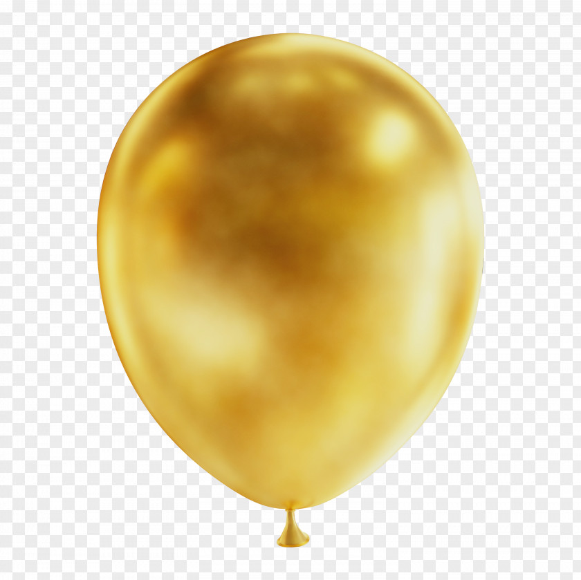 Yellow Balloon Gold Metal PNG