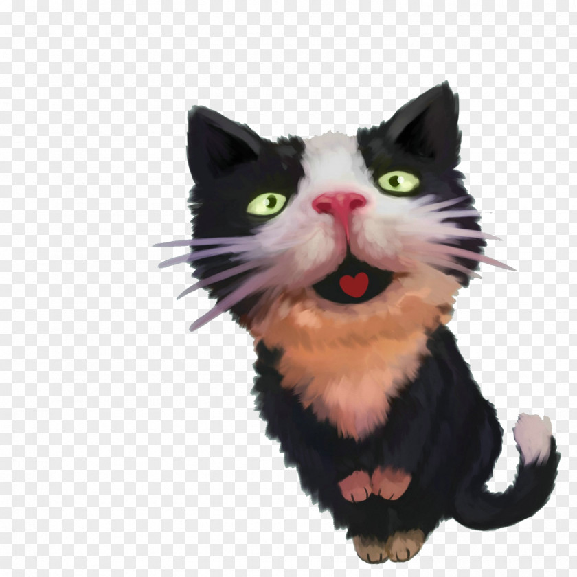 Hand-painted Mustache Cat Whiskers Kitten The Black PNG