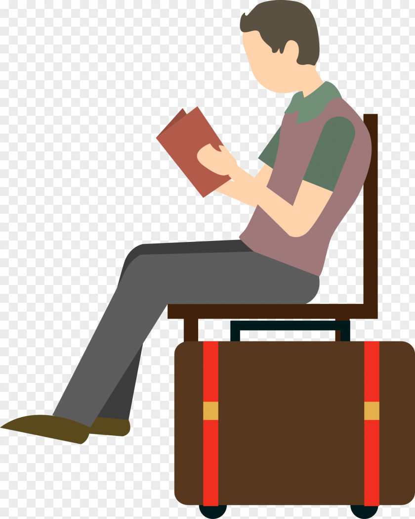 Man Reading Travel Baggage Icon PNG