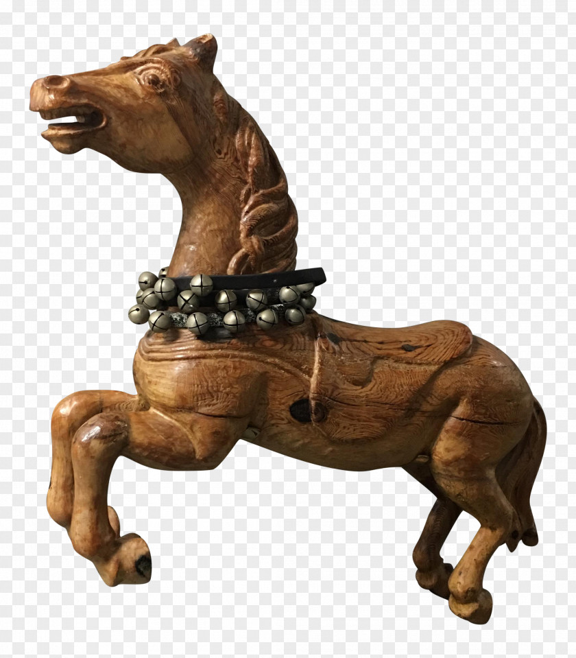 Horse Carousel Wood Carving Brass PNG