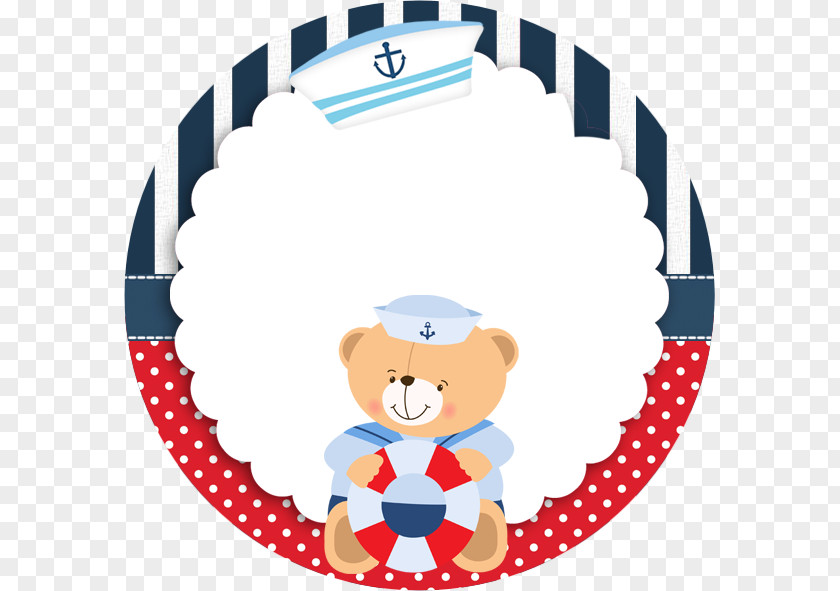 Nautical Theme Party Sailor Paper Bear Convite PNG