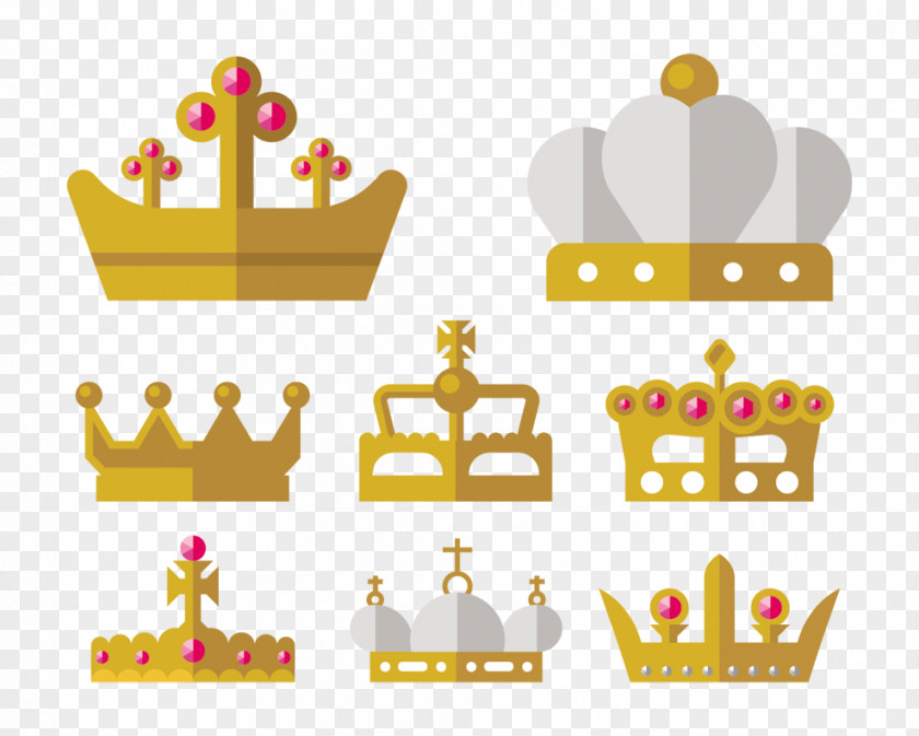 Cartoon Crown Set Clip Art PNG