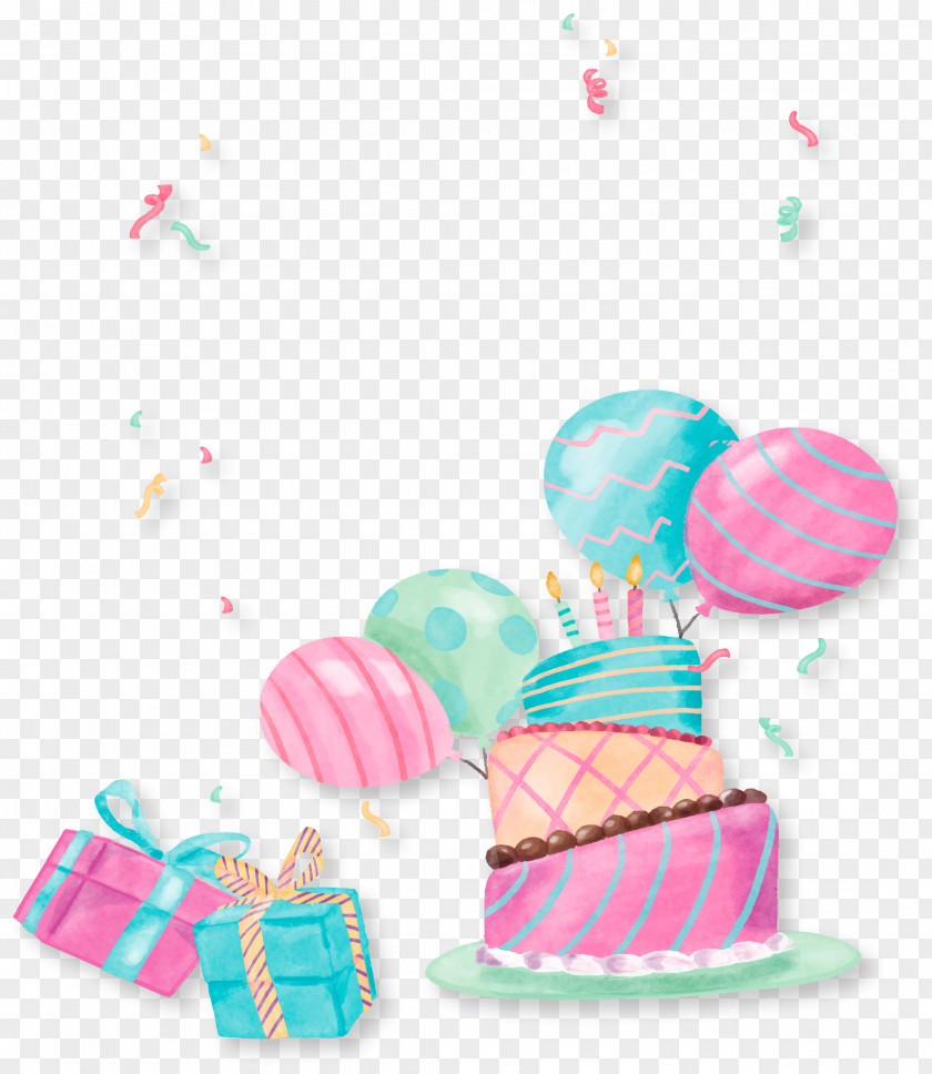 Cute Hand-painted Cake Party Birthday Gift PNG