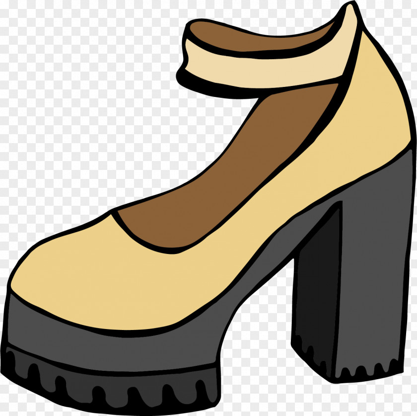 Vector Painted Thick Heels High-heeled Footwear Shoe PNG