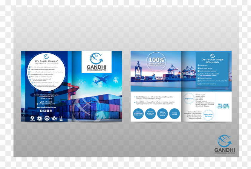 Brochure Template Blue Logo Logistics Advertising Freight Transport PNG