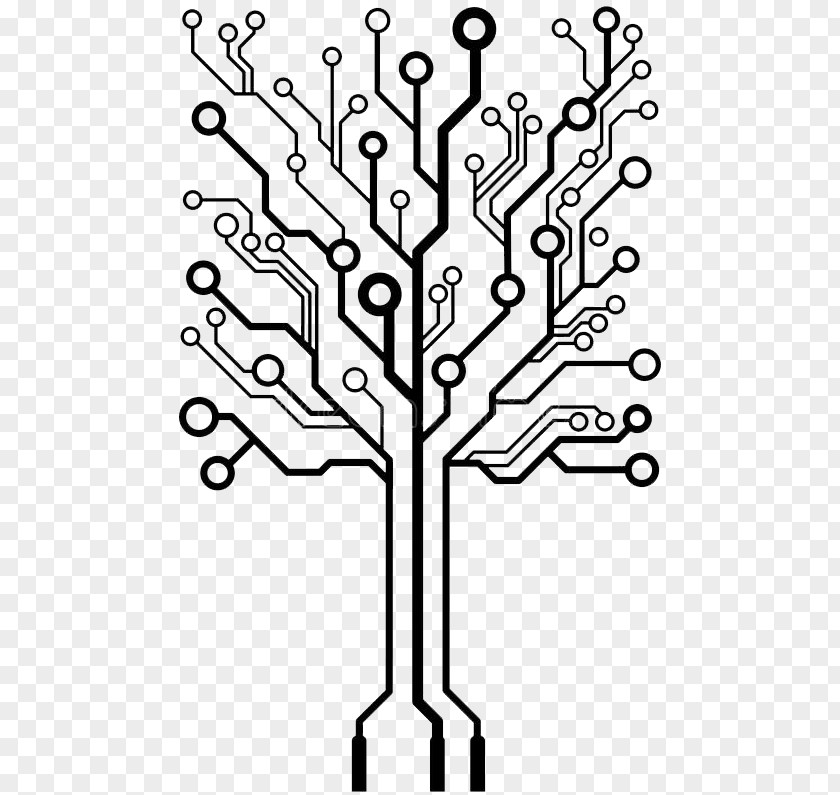 Line Art Circuit Design Tree PNG