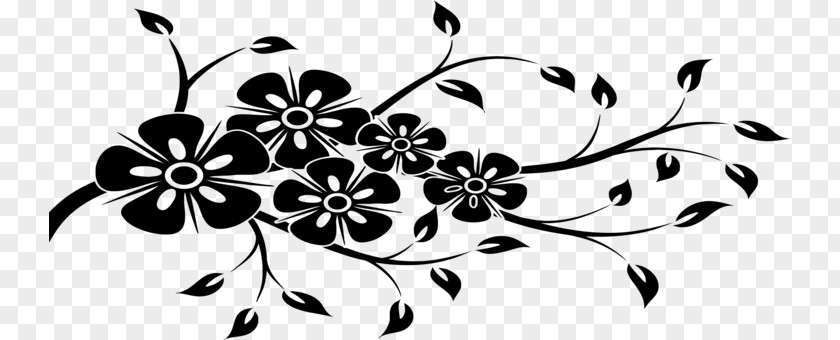 Stencil Style Flower Line Art PNG