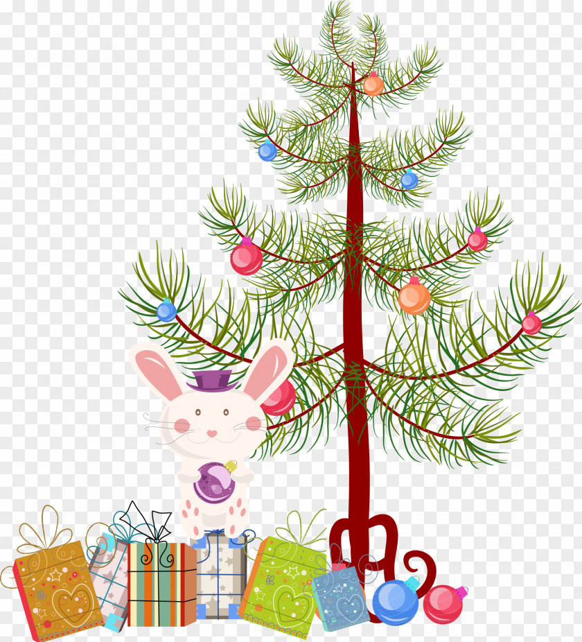 Christmas Tree With Little Rabbit Shiba Inu Shetland Sheepdog Candy Cane PNG