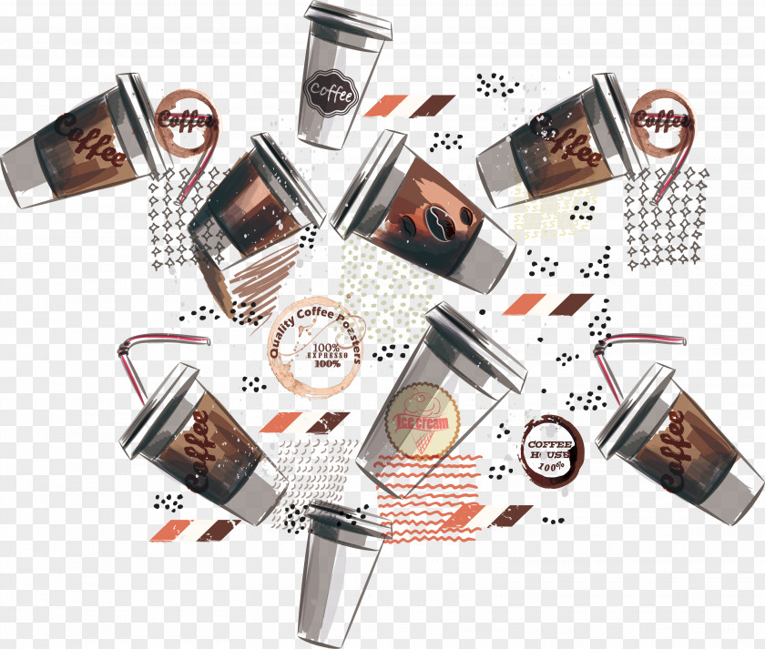 Handmade Coffee Cup Pattern Cafe Bean PNG