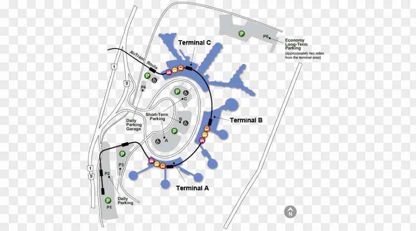 Map John F. Kennedy International Airport Terminal Cellphone Lot AirTrain Newark PNG