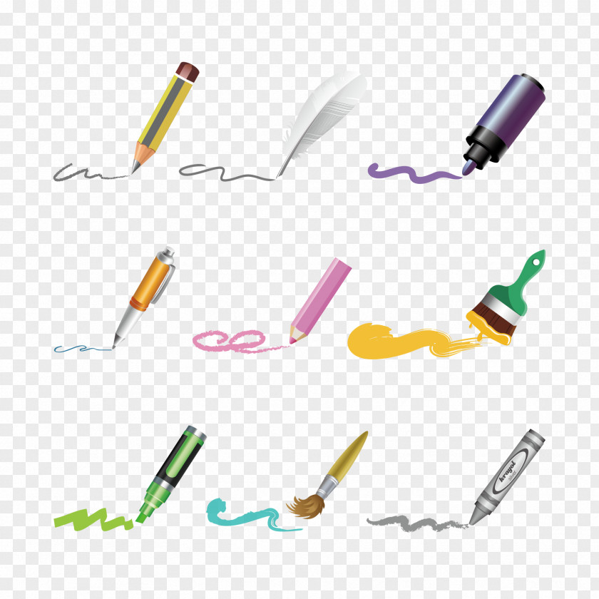 Vector Pen And Watercolor Colored Pencil Drawing PNG