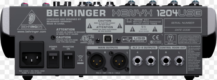 Microphone Behringer Xenyx X1204USB Audio Mixers 802 PNG