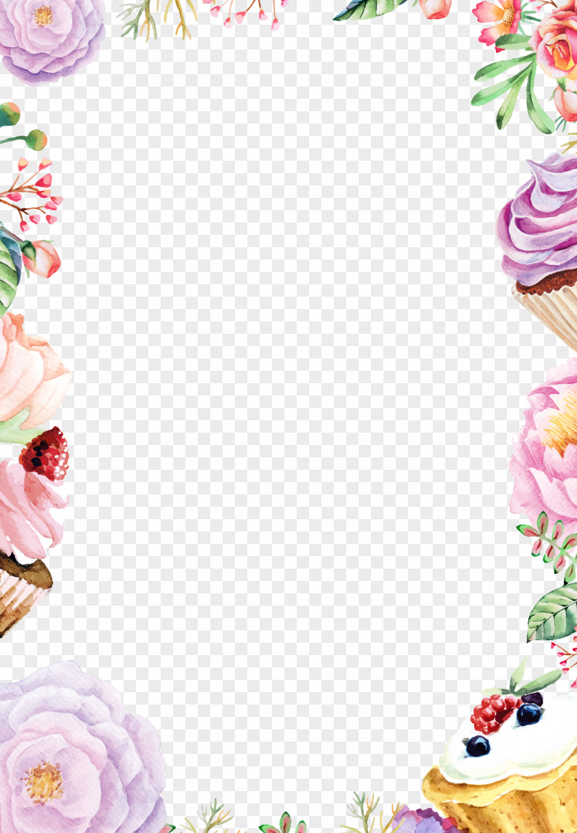 Watercolor Flowers Background Border Cake Painting Flower Drawing PNG