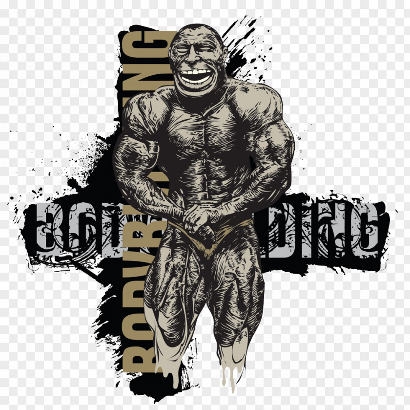 Abstract Muscular Fitness T-shirt Hoodie Bodybuilding Art PNG