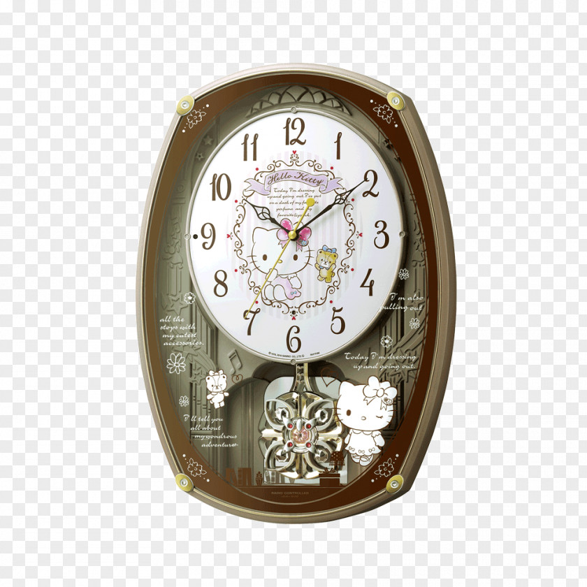 Clock Hello Kitty 掛時計 Quartz Rhythm Watch PNG