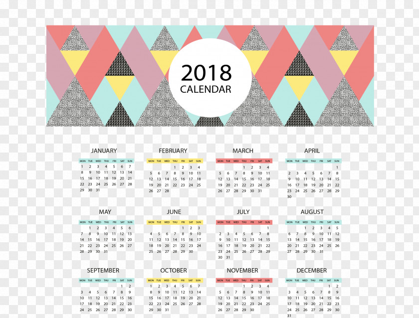 Triangle Puzzle 2018 Calendar New Year PNG