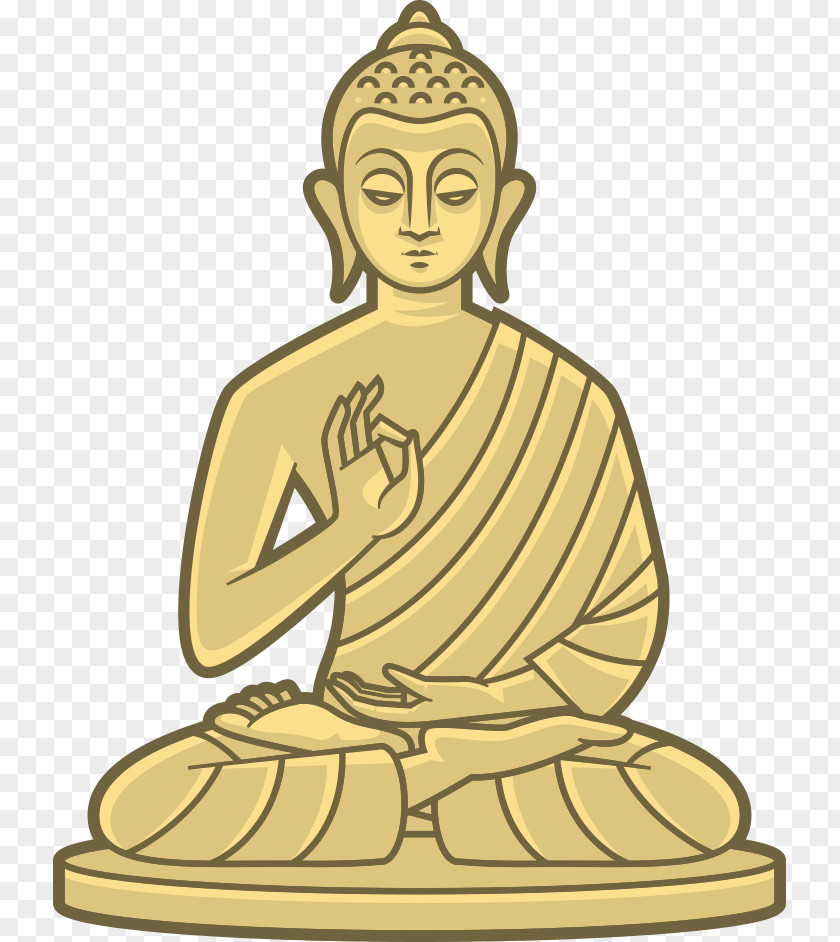 Vector Chanting Buddha Golden Gautama Buddhism Illustration PNG