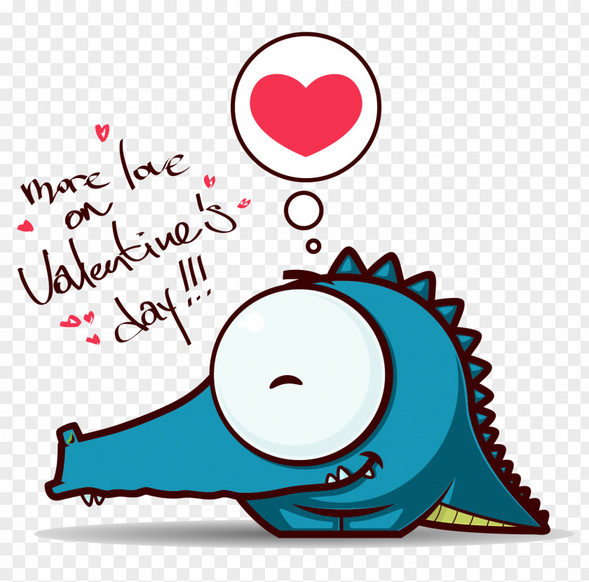 Blue Dinosaur Vector Valentines Day Greeting Card Heart Stock Illustration PNG