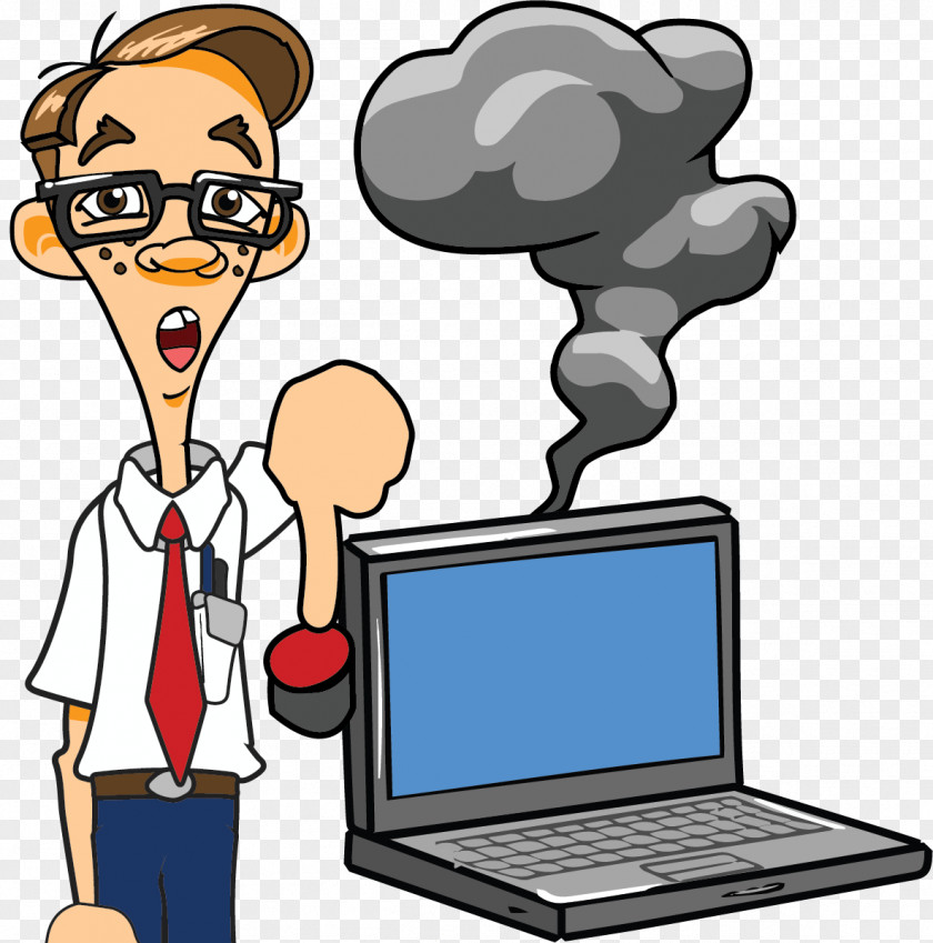 Cartoon Computer Laptop Repair Technician Software Clip Art PNG