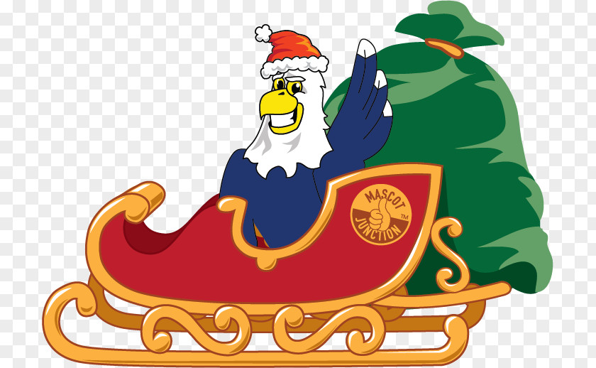 Eagle Mascot Santa Claus Christmas Ornament Clip Art PNG