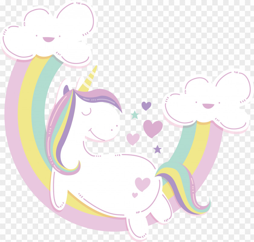Sleeping White Unicorn Clip Art PNG