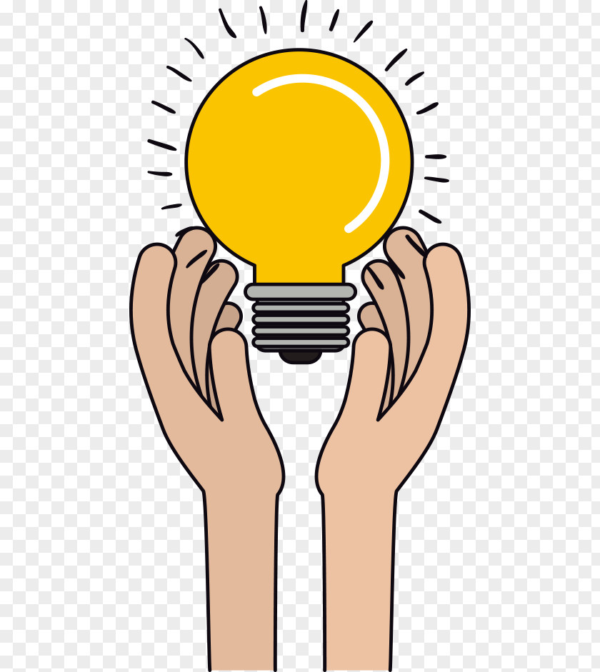 Vector Yellow Light Bulb And Gestures Incandescent Gesture PNG