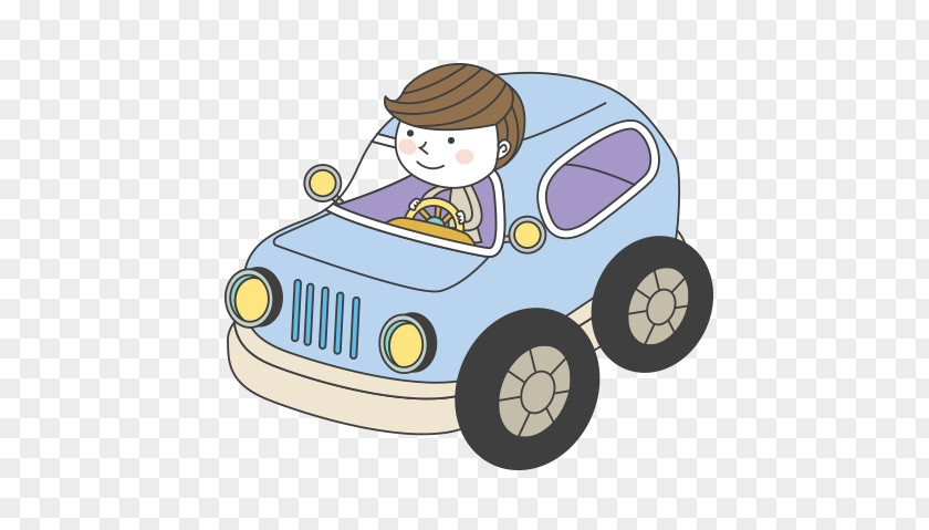 Cartoon Driving The Boy Child PNG