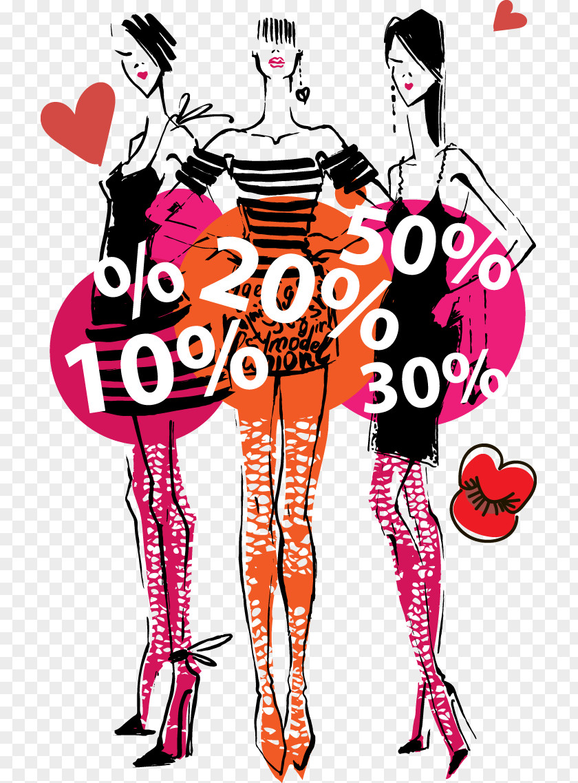 Vector Discount Women Euclidean Illustration PNG