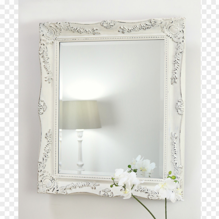 Classical Decorative Material Picture Frames Mirror Shabby Chic White Color PNG