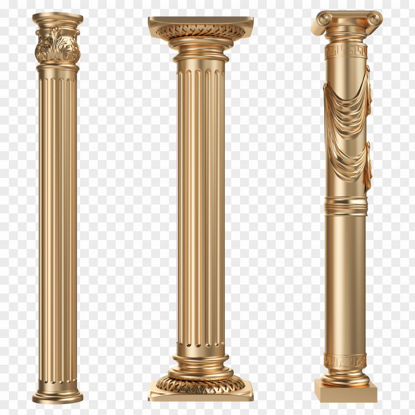 European Style Retro Gold Roman Pole HD Column Clip Art PNG