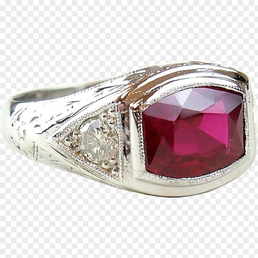 Ruby Ring Silver Diamond Gold PNG