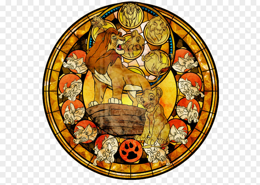 Painted Lion Megara Stained Glass Simba PNG