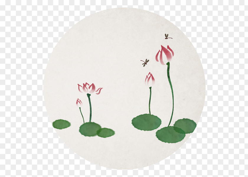 Lotus Of Water And Ink Wash Painting Template PNG