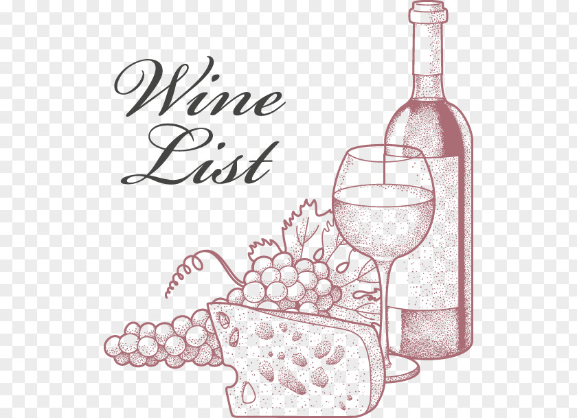 Vector Wine And Cheese Red Common Grape Vine PNG